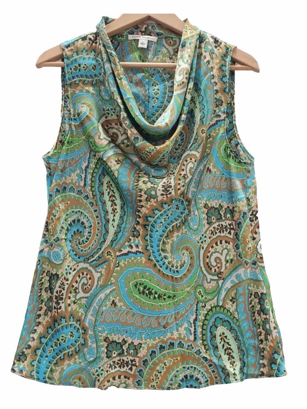 Banana Republic Paisley Cowl Neck Sleeveless Blouse XS